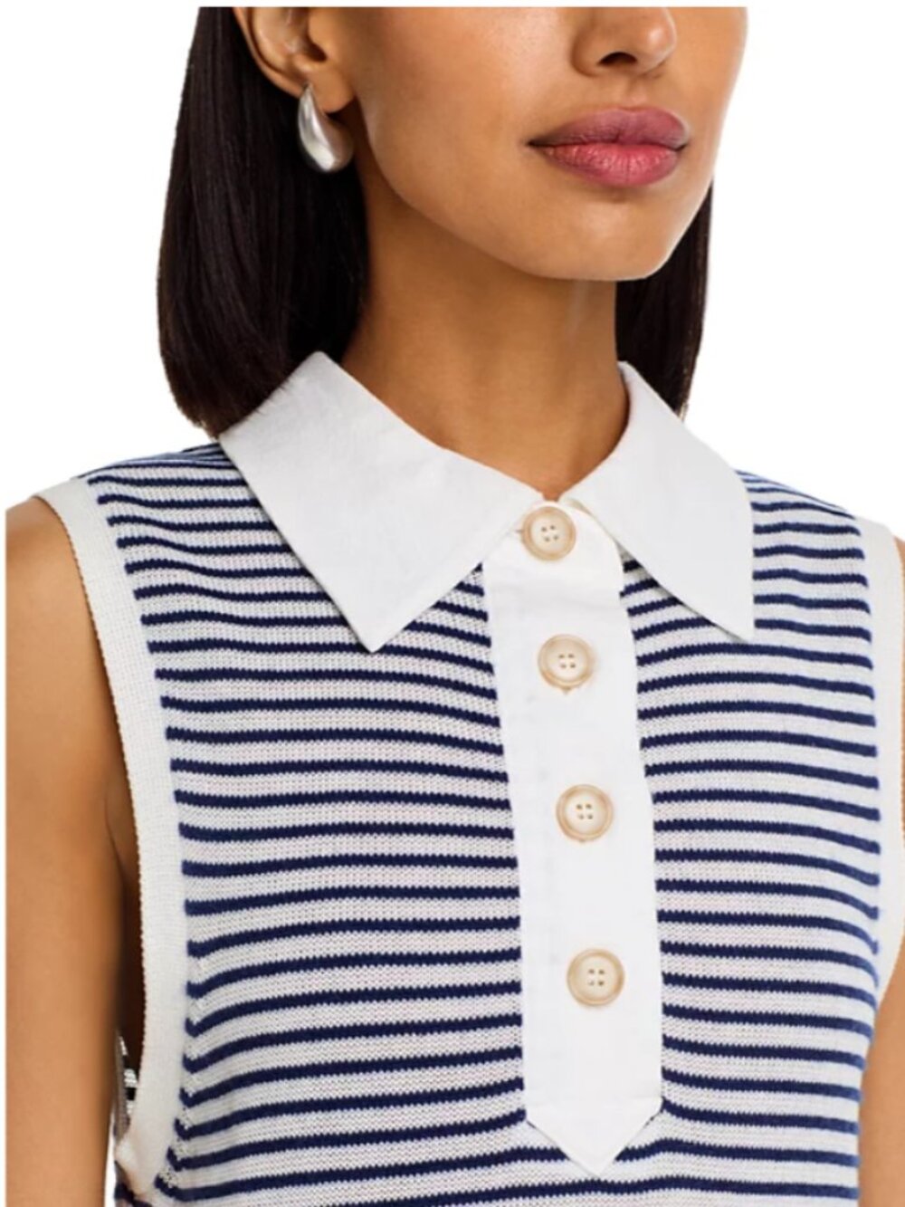 NWT Frame The Bold Stripe Knit Polo Midi Dress cashmere cotton - Picture 3 of 8